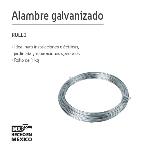 Rollo de 30 g de alambre galvanizado calibre 22, en bolsa CÓDIGO