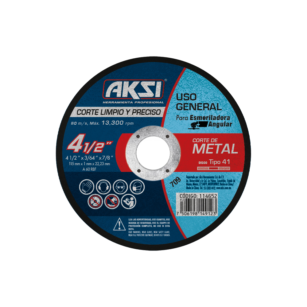 Disco corte de metal 4 1/2