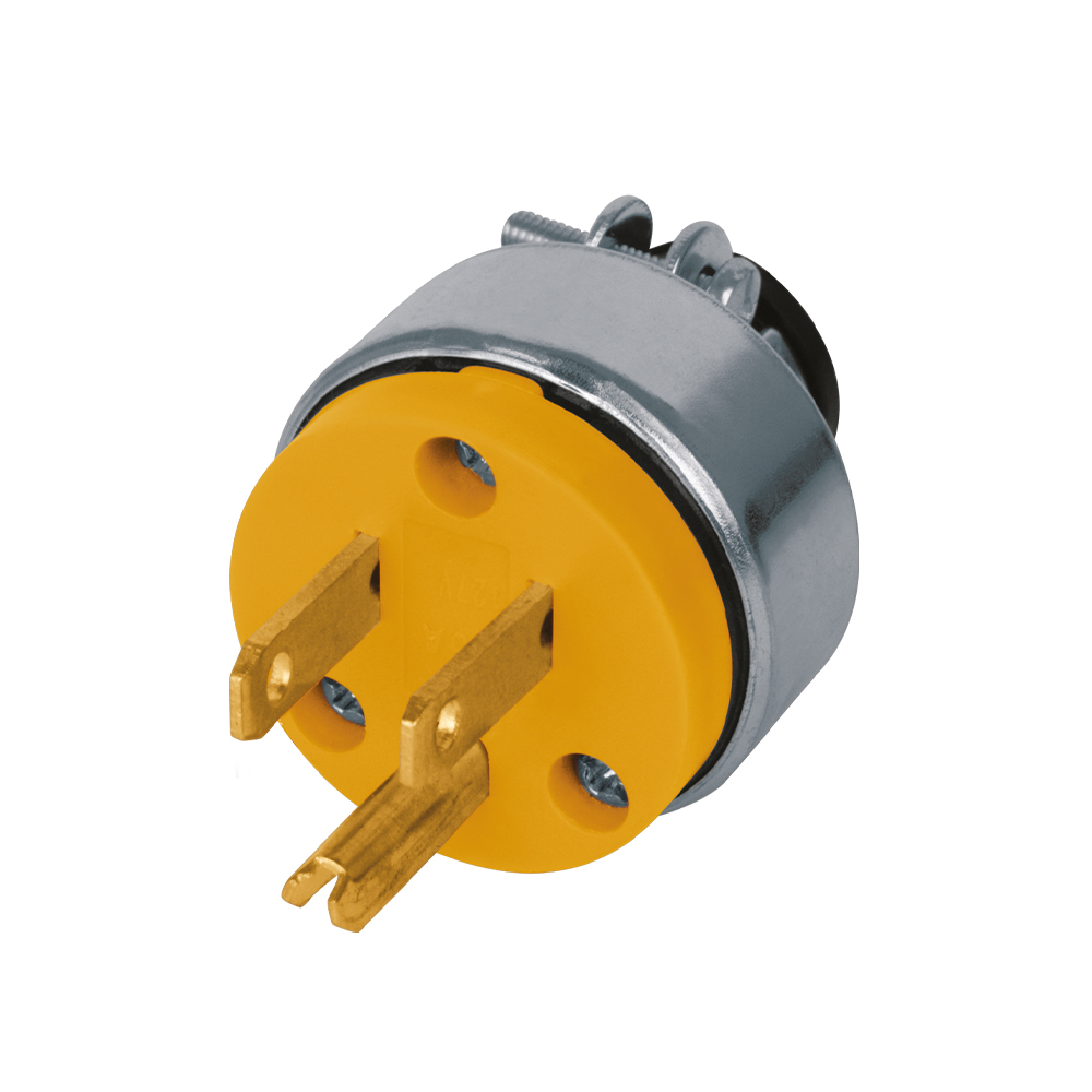 Clavija aterrizada, abrazadera metálica