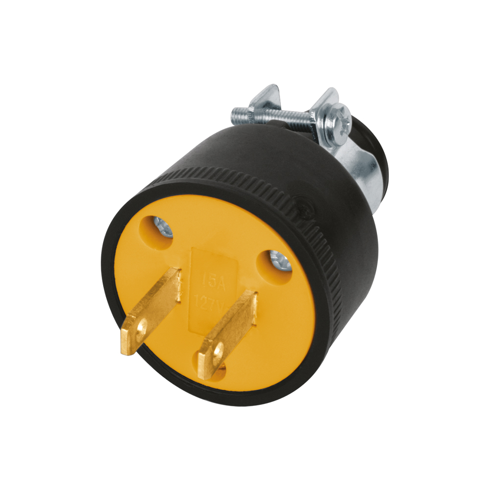 Clavija plastica plana, abrazadera metalica