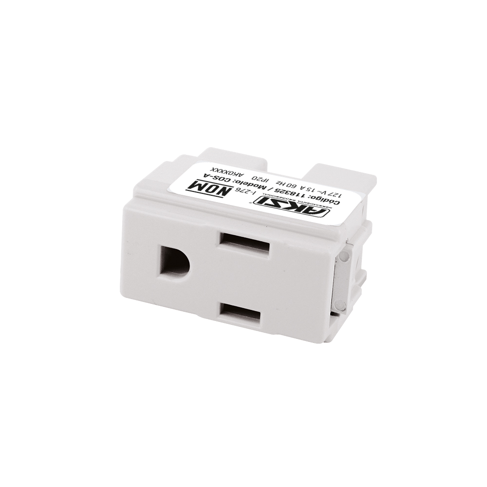 Contacto sencillo polarizado aterrizado  127V/15A - Blanco - AK