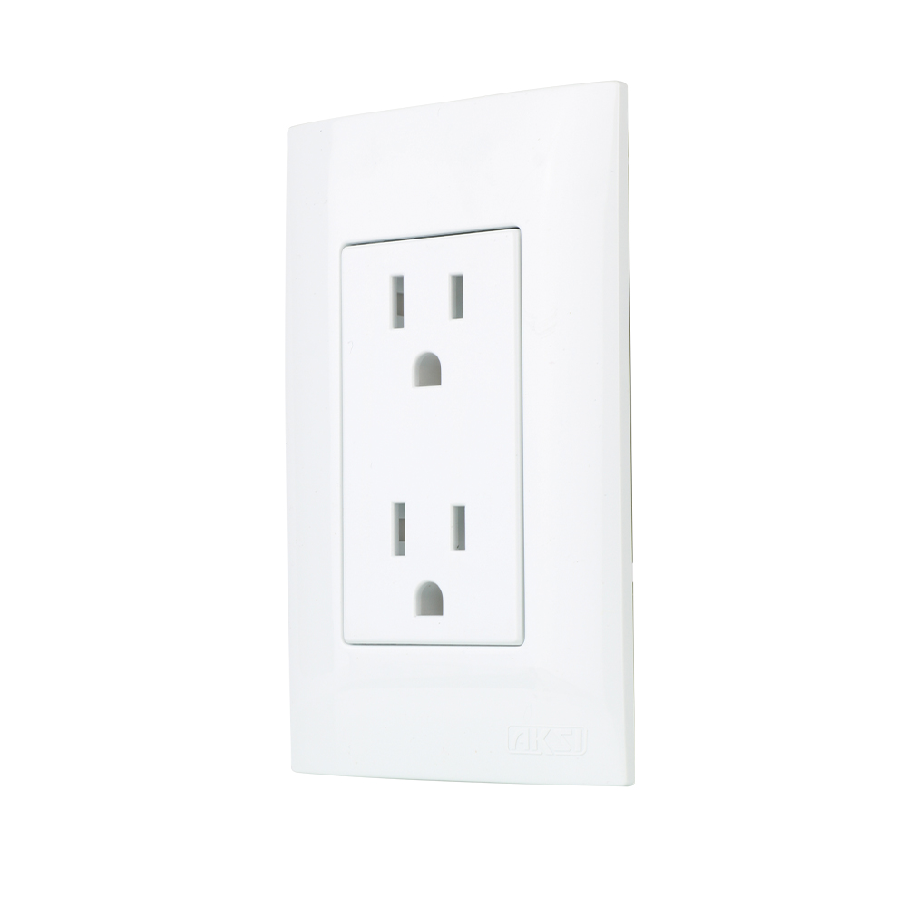 Contacto dúplex oculto aterrizado con placa plástica - Blanco - Linea ALTIMUS