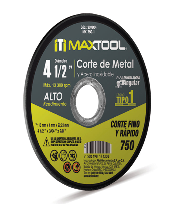 Disco corte de metal y acero inox 4 1/2